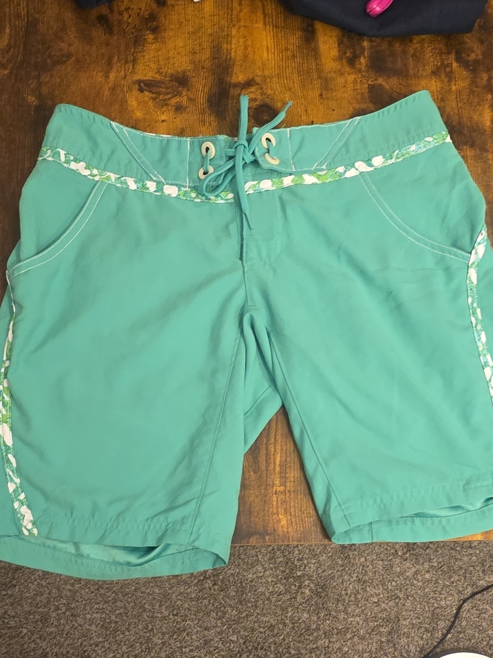 Columbia Teal Athletic Shorts with White-Green Trim